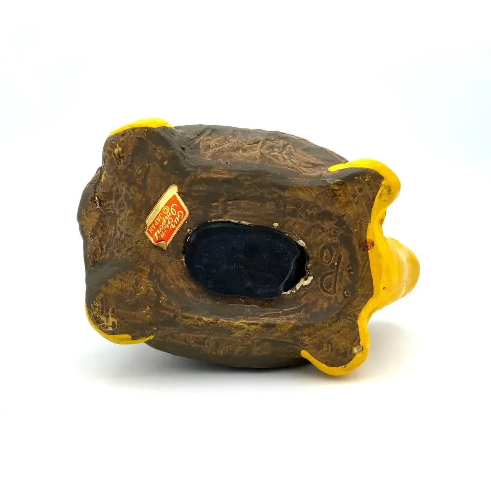 Vintage Ceramic Turtle Coin Bank 1970s Hippie Boho Flowers READ